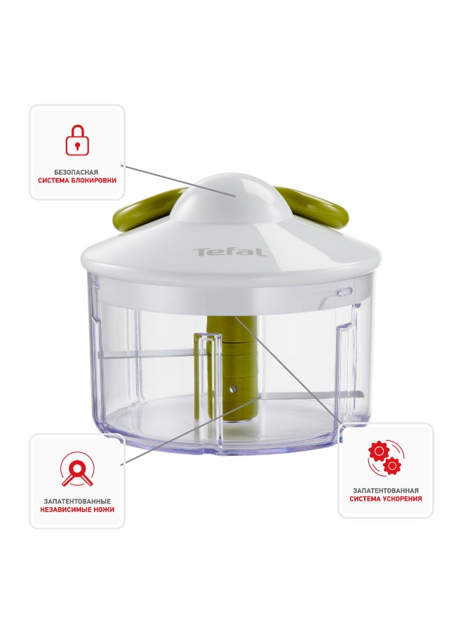 Tefal Manual Food Chopper | 5-Second Chopper 500 Ml | Quick And Easy To Use | Stainless Steel Blades | Secure | Versatile Results | White/Dark Citronnelle | 2 Years Warranty | K1330404 White 500ml - Image 3