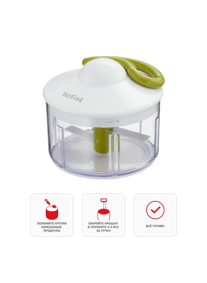 Tefal Manual Food Chopper | 5-Second Chopper 500 Ml | Quick And Easy To Use | Stainless Steel Blades | Secure | Versatile Results | White/Dark Citronnelle | 2 Years Warranty | K1330404 White 500ml - Image 2