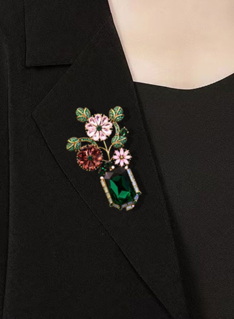 Retro green Provence garden brooch, ladies' high-end sense, chest flower, fashionable coat, brooch, jewelry accessories, ladies' and girls' gifts - Image 5