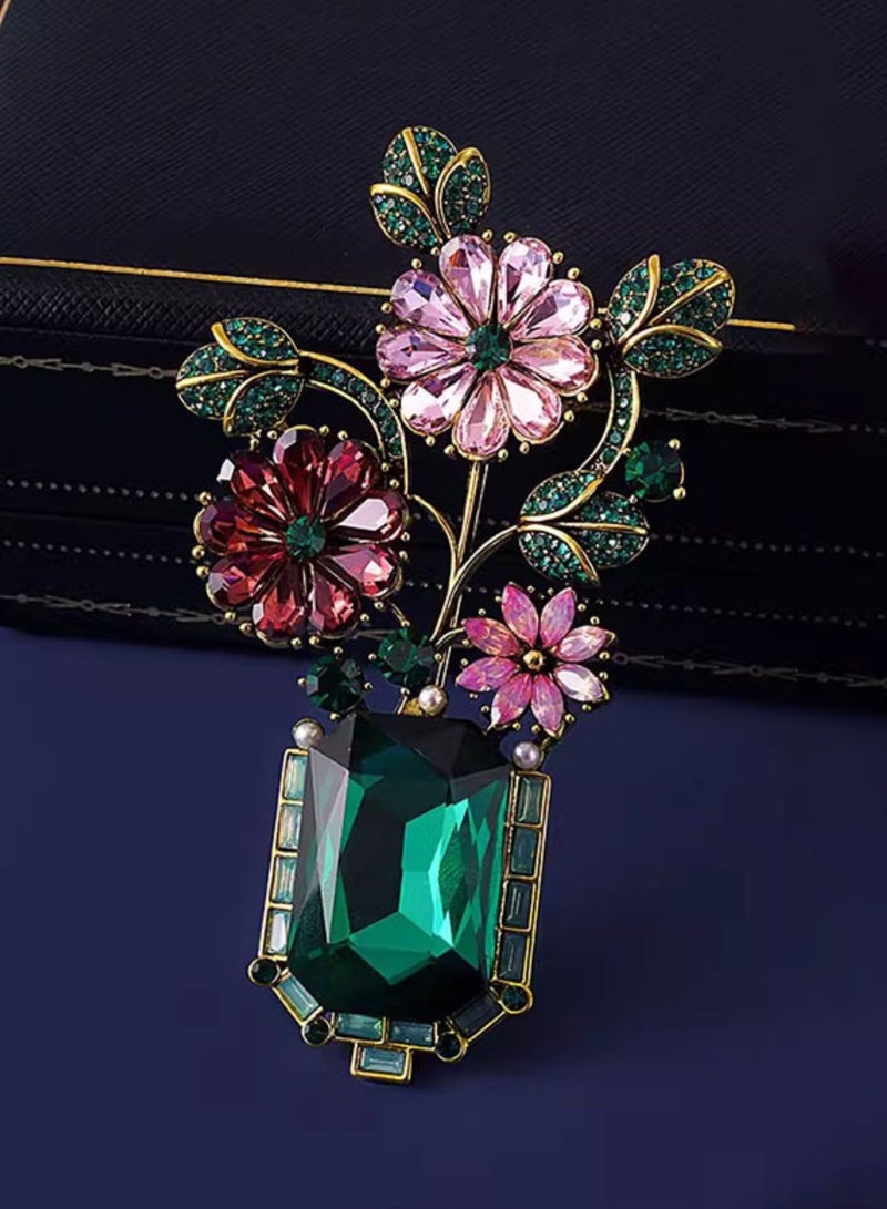 Retro green Provence garden brooch, ladies' high-end sense, chest flower, fashionable coat, brooch, jewelry accessories, ladies' and girls' gifts - Image 4