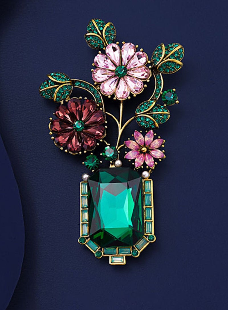 Retro green Provence garden brooch, ladies' high-end sense, chest flower, fashionable coat, brooch, jewelry accessories, ladies' and girls' gifts - Image 3
