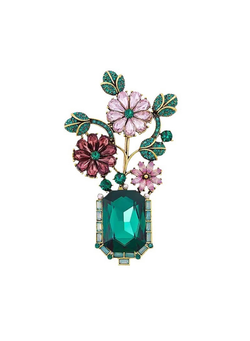 Retro green Provence garden brooch, ladies' high-end sense, chest flower, fashionable coat, brooch, jewelry accessories, ladies' and girls' gifts - Image 2