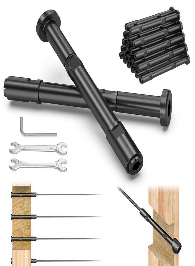 BLIKA 20 Pack 3/16" Black Swageless Invisible Cable Railing Kits for Deck Stair Railing, T316 Stainless Steel, Swageless Cable Fittings for 2"x2" Wood/Metal Posts, Black Cable Railing Hardware - Image 1