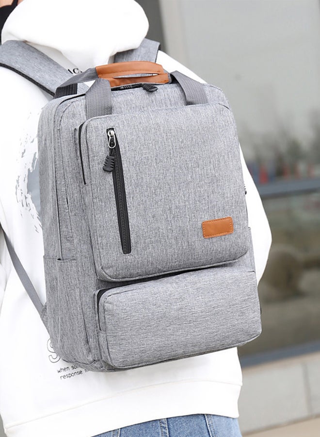 Sharpdo 3-Piece Classic Commute Oxford Waterproof Large Capacity Men's Backpack for Working Travel Laptop Bag with Handle Schoolbag Cross-body One Shoulder Bag and Pencil Case Grey - Image 2