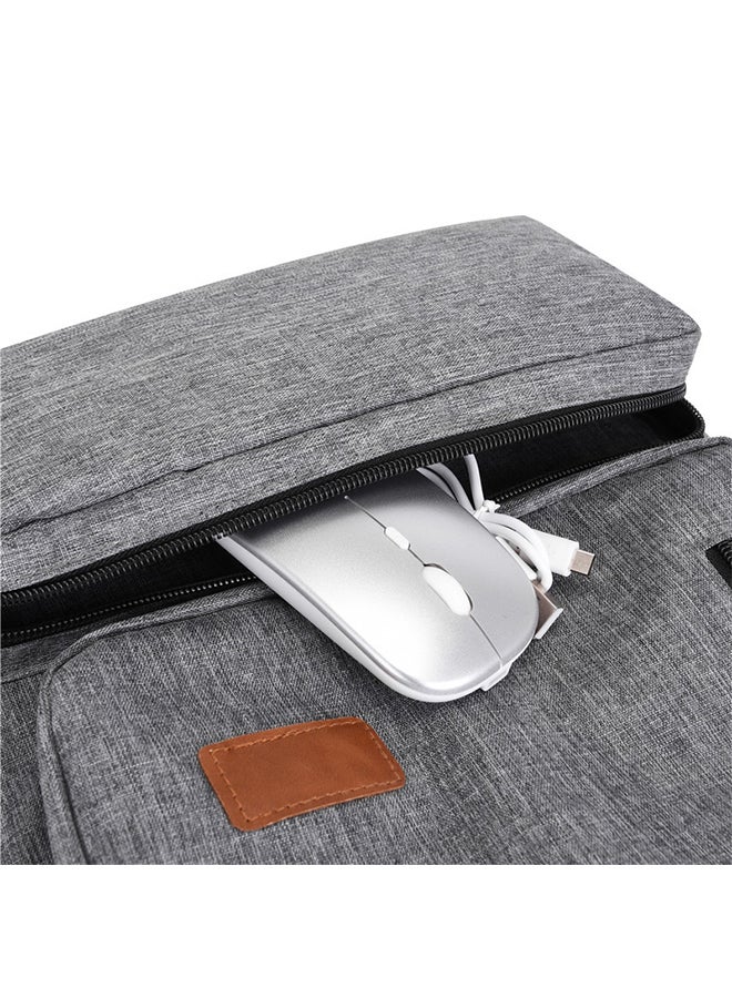 Sharpdo 3-Piece Classic Commute Oxford Waterproof Large Capacity Men's Backpack for Working Travel Laptop Bag with Handle Schoolbag Cross-body One Shoulder Bag and Pencil Case Grey - Image 4