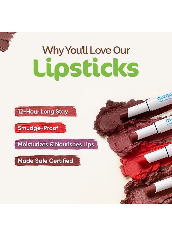Moisture Matte Longstay Lipstick With Avocado Oil & Vitamin E For 12 Hour Long Stay - 07 Raspberry Scarlet - 2 G