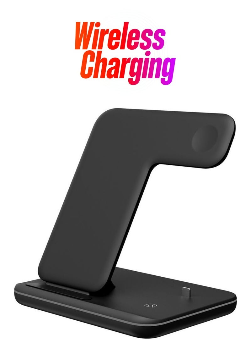 Gravity 3 In 1 Wireless Charger for Mobile Phone Black - Image 1