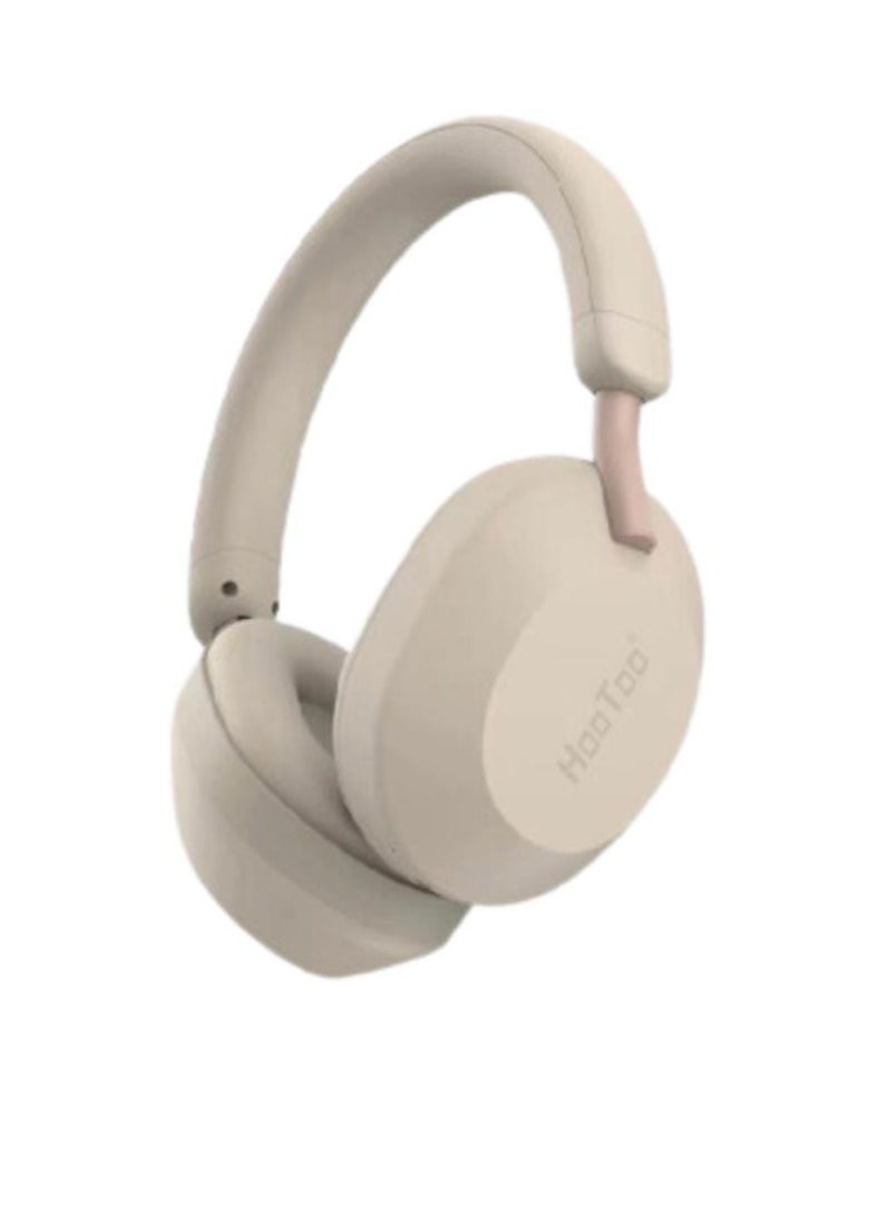 HooToo HT-612 Wireless Over-Ear Headphones Compatible with all mobile phones, music players, portable gamingdevices, and computers. Built-in mic with Call Answer/Call End/ Mute button, Beige  - Image 1