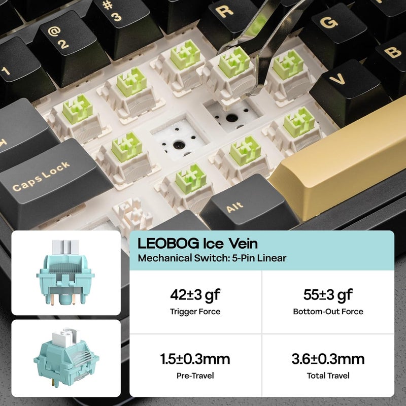 EPOMAKER X Aula EA75 MAX Wireless Gaming Keyboard with Screen & Knob, 5000mAh, Hot-Swap, Lubed Switches, RGB Backlit, Creamy Gasket, 75% Mechanical Keyboard(Black, Ice Vein Switch) - Image 5