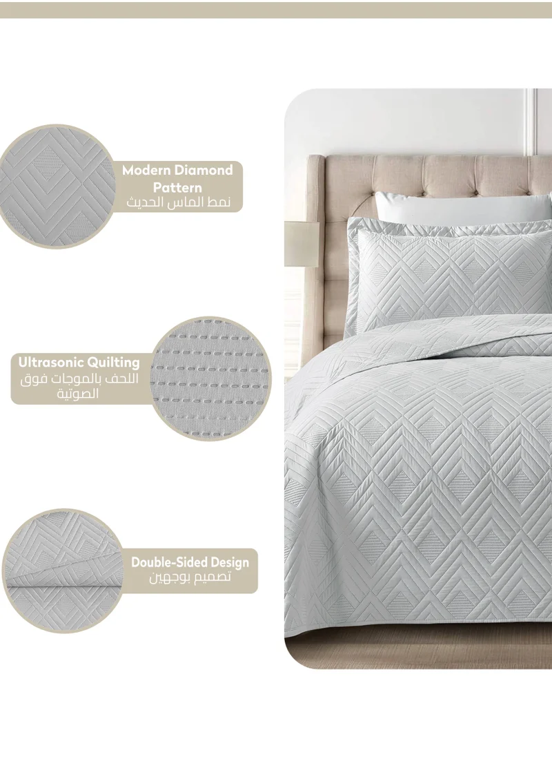 Donetella Bedspread Coverlet Set 3-Pcs Single Size Bed Fits(120 X 200 Cm) Soft Luxurious Solid Compressed Comforter With Fitted Sheet Pillow Sham And Pillowcases,