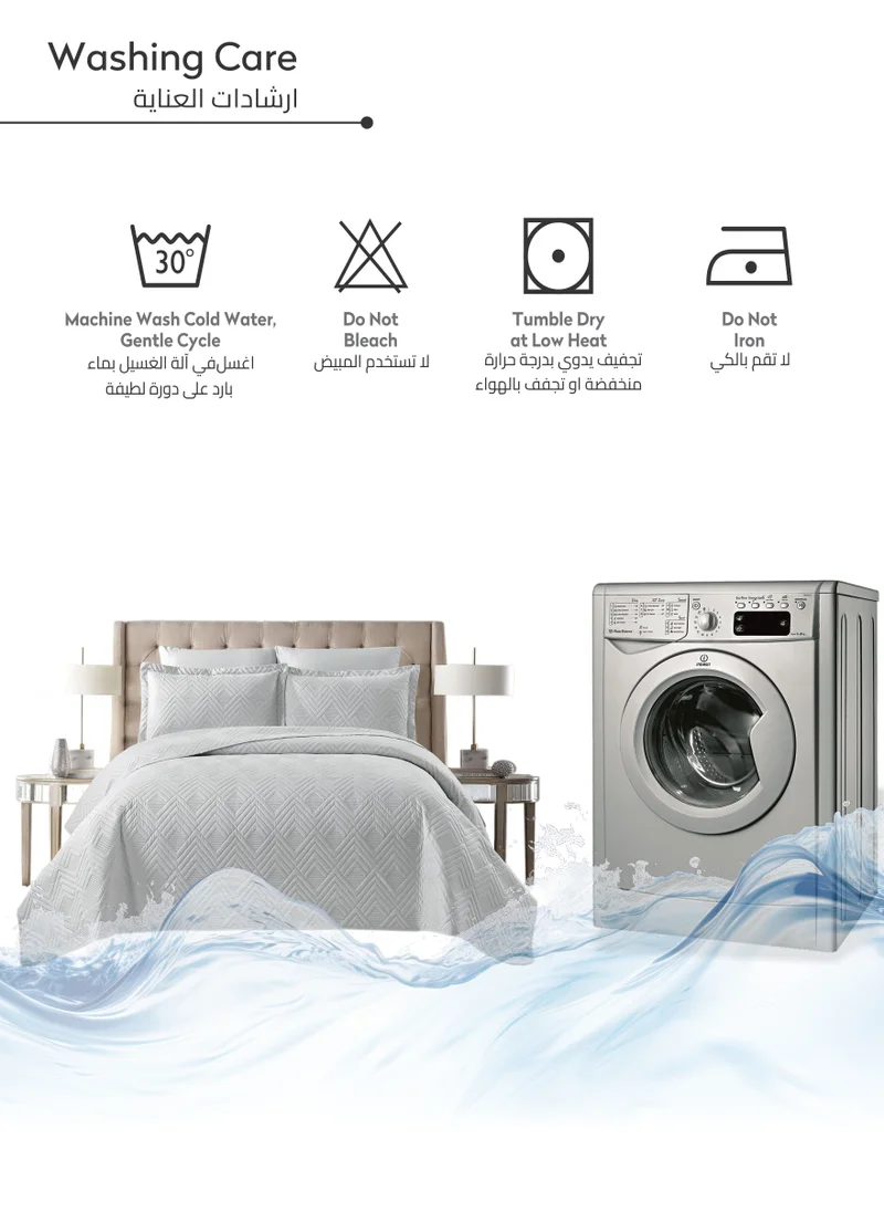 Donetella Bedspread Coverlet Set 3-Pcs Single Size Bed Fits(120 X 200 Cm) Soft Luxurious Solid Compressed Comforter With Fitted Sheet Pillow Sham And Pillowcases,