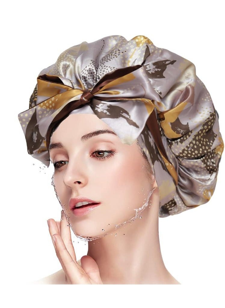 KASTWAVE غطاء حرير للشعر المجعد، غطاء شعر حرير للنوم، أغطية ساتان للسيدات السود، غطاء كبير جداً للتضفيرات مع حزام رباط - Image 1