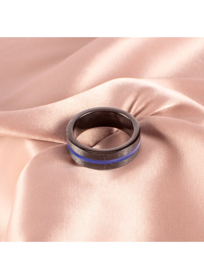 ذا بلاك بيرل اكسسوريز دبلة أستانليس ستيل أزرق × أسود رجالي مقاس 10 - Image 3