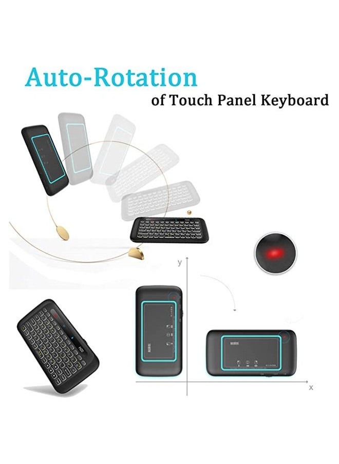 ISank - 2.4Ghz H20 Mini Wireless Keyboard and Touchpad Mouse Combo,7 Colors Adjustable, Rechargeable Auto-Rotation of Touch Panel Handheld Remote Control for Android TV Box, Projector, IPTV, HTPC, PC - Image 1
