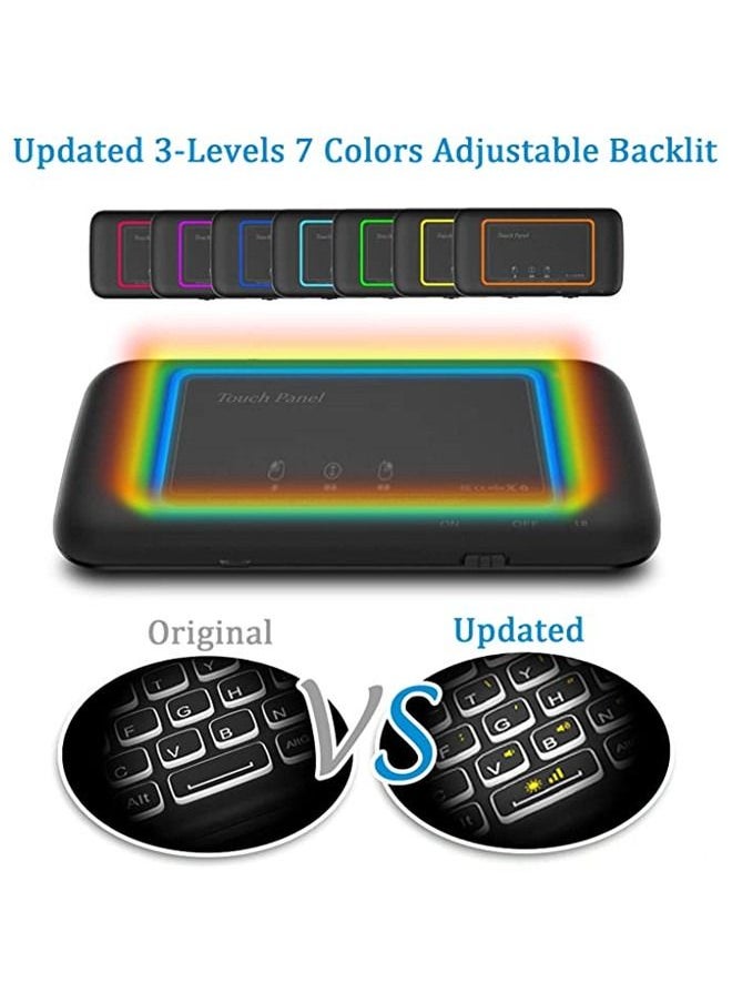 ISank - 2.4Ghz H20 Mini Wireless Keyboard and Touchpad Mouse Combo,7 Colors Adjustable, Rechargeable Auto-Rotation of Touch Panel Handheld Remote Control for Android TV Box, Projector, IPTV, HTPC, PC - Image 1
