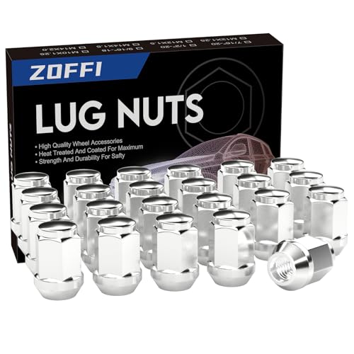 ZOFFI 1/2-20 Lug Nuts 23pcs - Compatible with 1987-2018 Jeep Wrangler JK, 2002-2012 Jeep Liberty, 1993-2010 Jeep Grand Cherokee Aftermarket Wheel - Chrome Closed End Solid Lug Nuts - Image 1