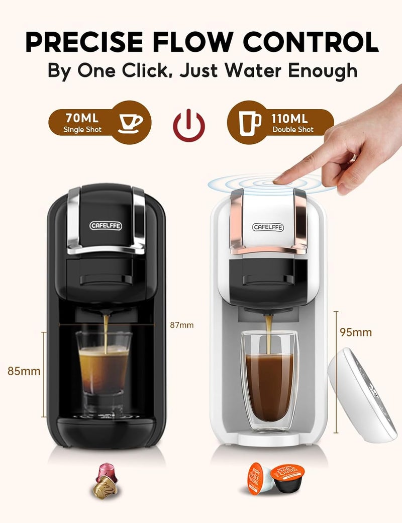Cafelffe 4 In 1 Capsule Coffee Machine, Hot Cold Brew Multi Capsule Coffee Maker, 19Bar Mini Espresso Machine-4 Adapters with Self Cleaning For Home & Office Use Black - Image 5