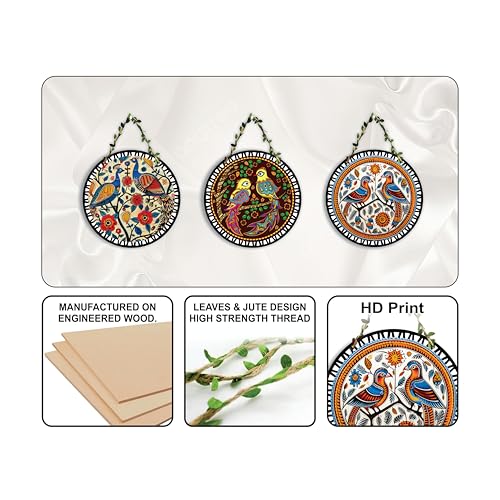 Giftplease Madhubani Wall Hangings for Home Decoration | Home Decor Items for Living Room | Decorative Items for Home | Interior Decoration Items (Pattern-01) - Image 3