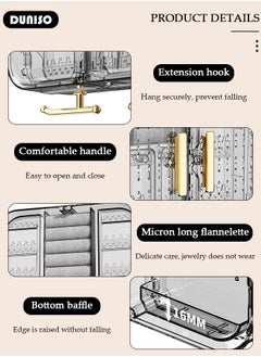 DUNISO Wall Mounted Jewelry Organizer, Self-Adhesive No Drilling Transparent Jewelry Storage Cabinet, Earrings, necklaces, bracelets, rings Display Rack for Bathroom Bedroom Dresser (Grey)  - Image 5