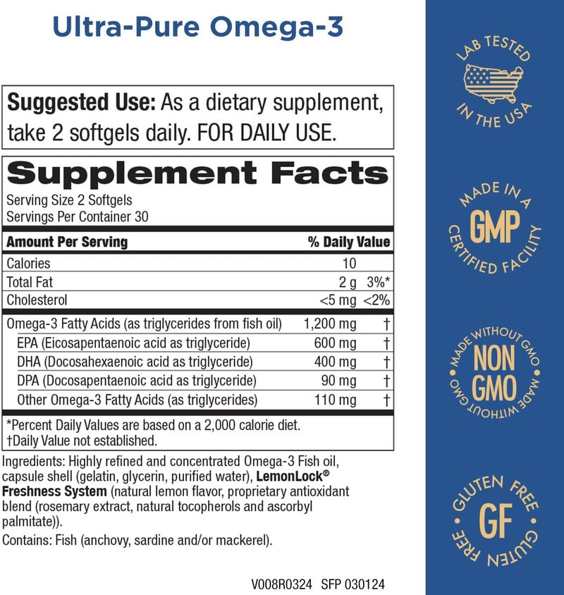 Purity Products منتجات النقاء طقم دكتور كانيلز أدفانسد د أوميغا 3 زيت السمك ألترا بيور من أدفانسد د محشو بفيتامين د فيتامين ك2 زنك مغنيسيوم سترات بورون وتورين - Image 3