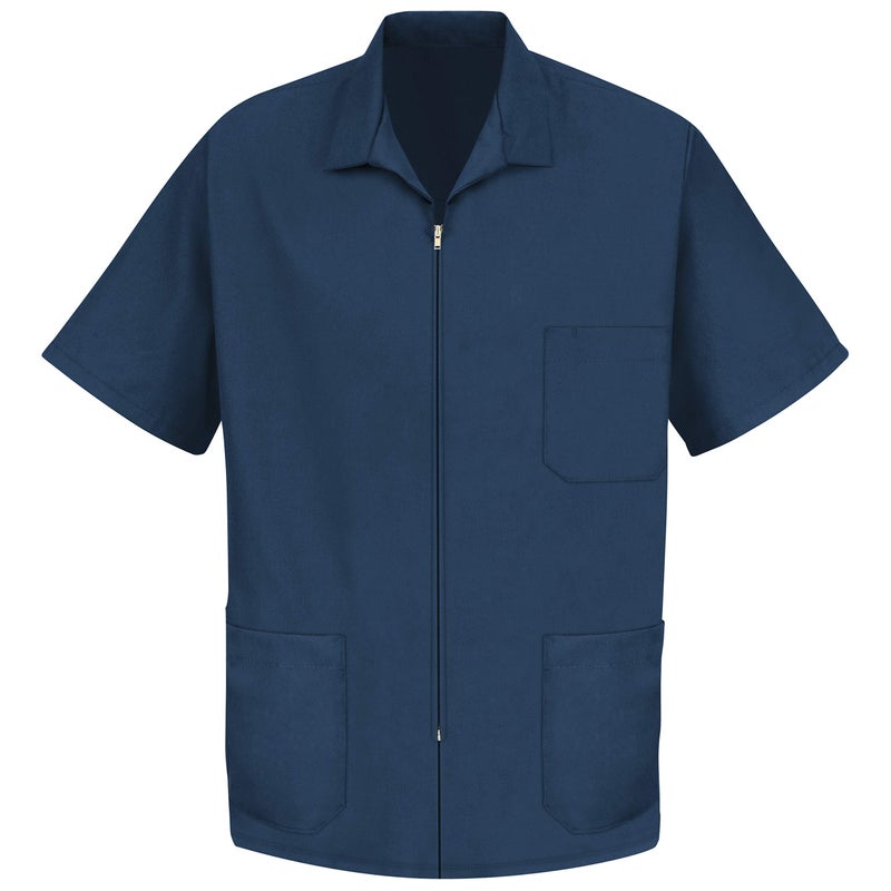 Red Kap Mens Zipfront Smock Navy Short Sleeve Medium