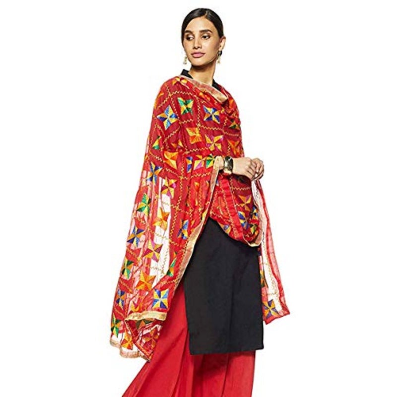 Women's Indian Handicraft Ethnic Dupatta Phulkari Embroided Dupatta Chunni/Stole/Scarf - Image 1