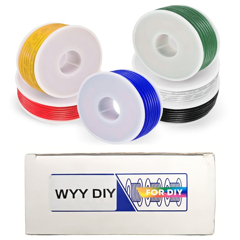 24 AWG 36 Feet 6 Color Stranded Wire Spool Kit PVC Hook Up Wire Flexible Tinned Copper Wire for LED Lighting Electrical Equipment RC Batteries - Image 1
