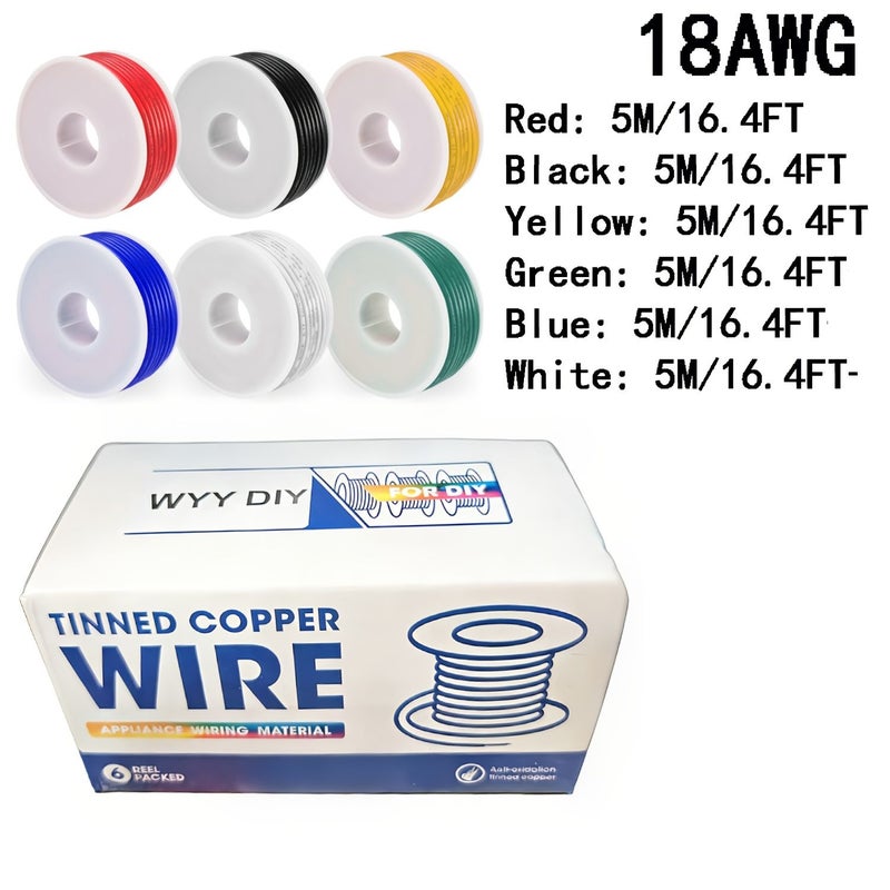 24 AWG 36 Feet 6 Color Stranded Wire Spool Kit PVC Hook Up Wire Flexible Tinned Copper Wire for LED Lighting Electrical Equipment RC Batteries - Image 4