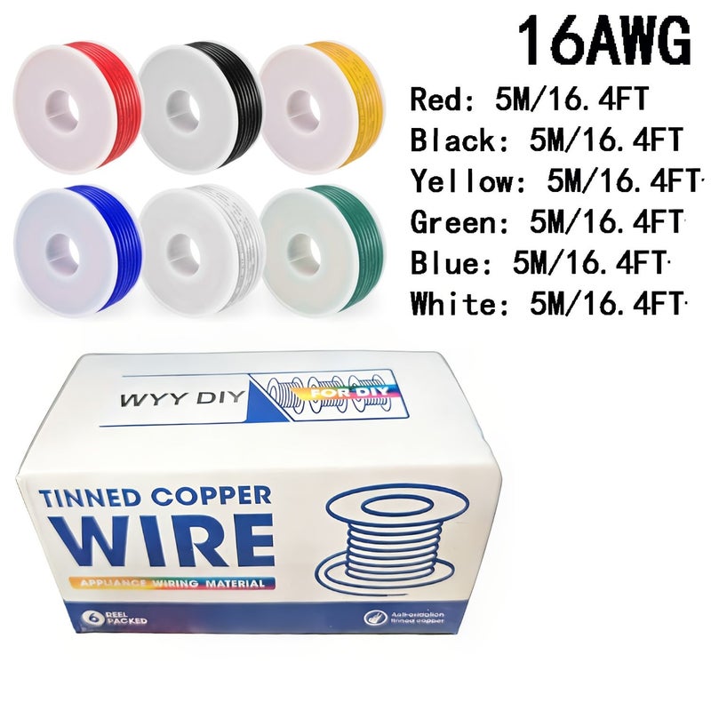 24 AWG 36 Feet 6 Color Stranded Wire Spool Kit PVC Hook Up Wire Flexible Tinned Copper Wire for LED Lighting Electrical Equipment RC Batteries - Image 3
