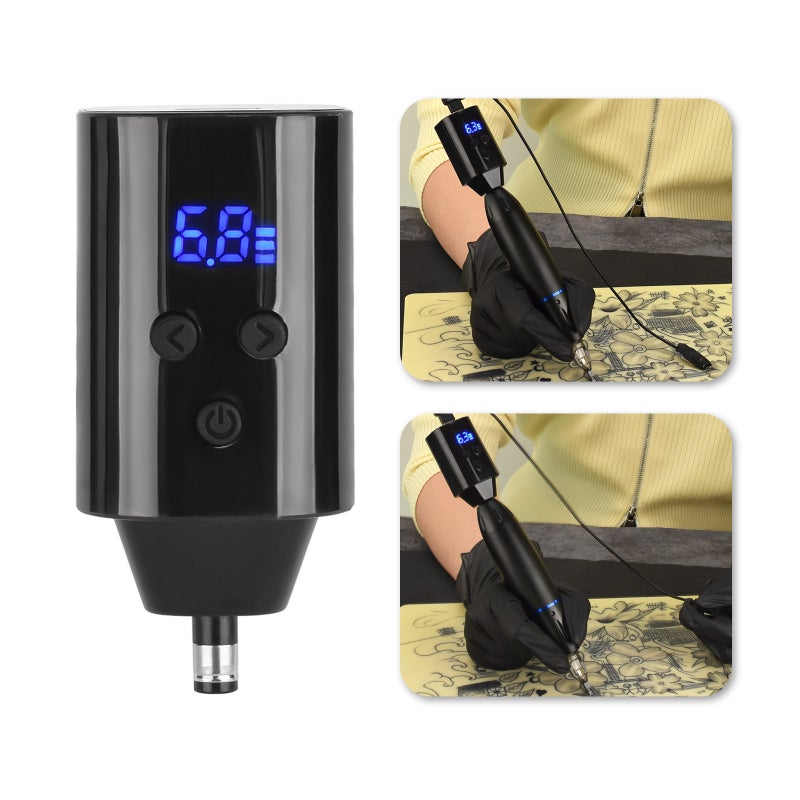 USB Tattoo Power Supply Professional Mini Portable RCA Interface Wireless Tattoo 1500mAh Lithium Battery Power with LED Digital Display for Rotary Tattoo Pen Machine - Image 4