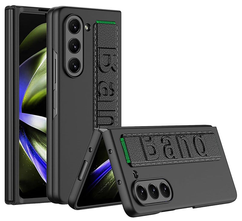 Kapa Shockproof Protective Band Back Cover for Z Fold 5 | Wrist Strap Case Full Body Case, Black - Image 1