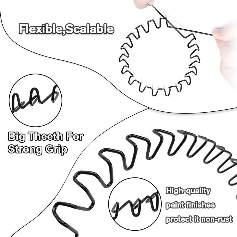 AMBEVILLA AMBEVILLA 6 Pieces Metal Hairband MultiStyle NonSlip Black Metal Headband Unisex Fashion Adjustable Wavy Elastic Hair Hoop Band for Women Daily Use Casual Fitness Workout Salon Special Occasion Styling - Image 3