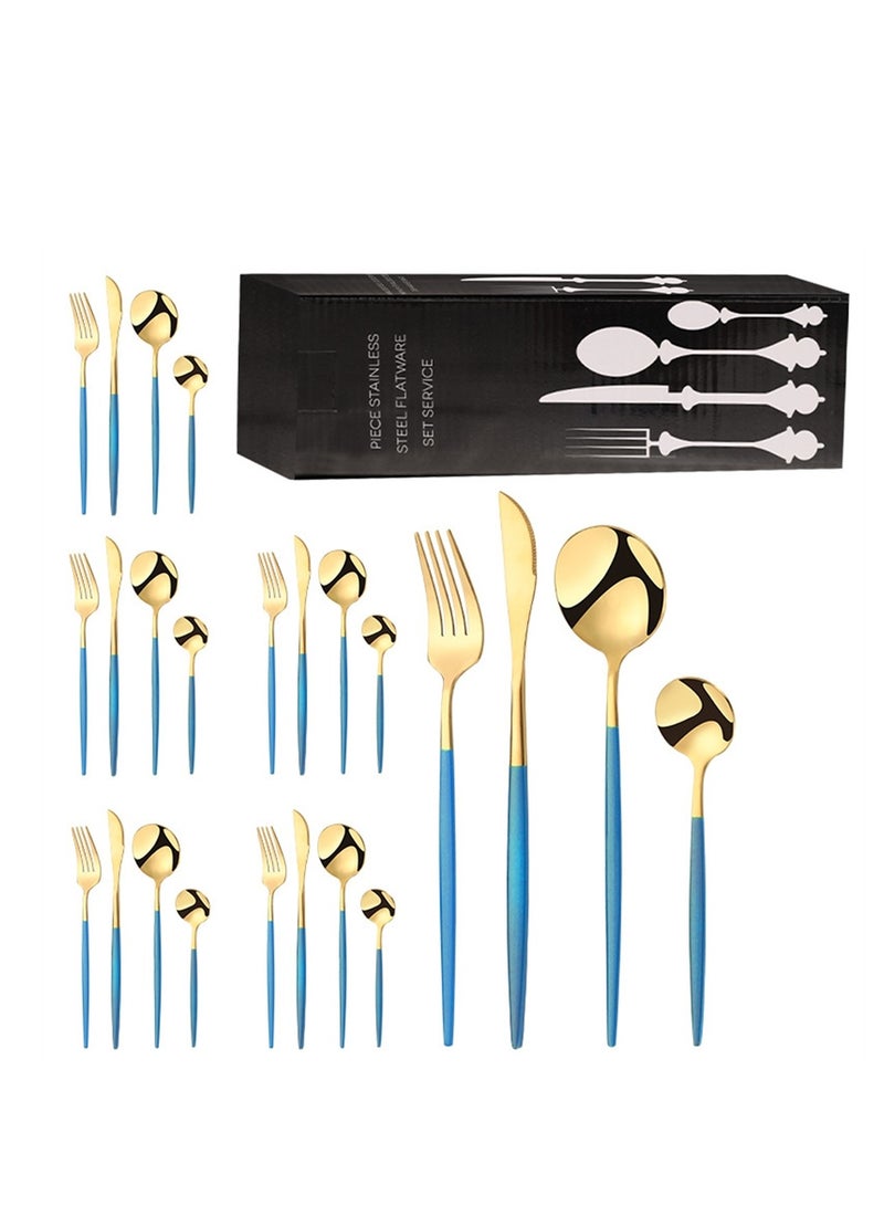 24-piece high-end stainless steel cutlery cutlery gift set with four main pieces knife fork and spoon - Image 1