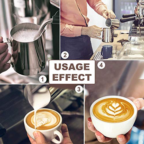 iHeartYard Espresso Milk Frothing Pitcher, Stainless Steel 300Z/900ML Coffee Milk Frother Cup with Decorating Art Pen for Espresso Machine, Latte Art - Image 3