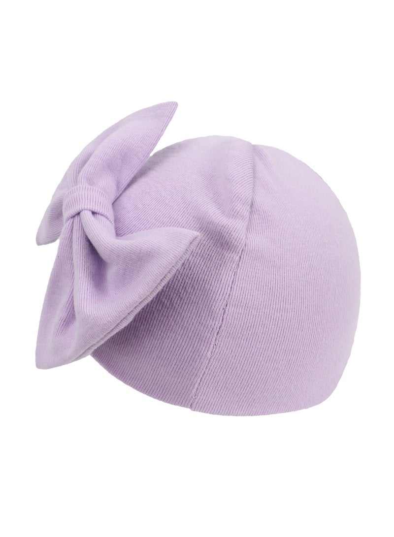 Newborn Bowtie Pullover Hat Light Purple  - Image 2