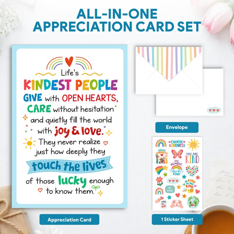 Decorably Glitter 5x7in Individual School Counselor Appreciation Card with Matching Envelope & Stickers for Teacher, Social Workers, & Kindest Person, with Printed Message Inside - Gifting, Mailing - Image 3