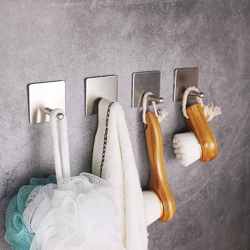 Mockery Mockery Wall Hooks Heavy Duty Metal Wall Hooks for Coat Bathroom Towel Hat Keys Closet Bag Backpack Hanger Farmhouse Adhesive Hooks Heavy Duty Stainless Steel Silver Pack of 2  - Image 5