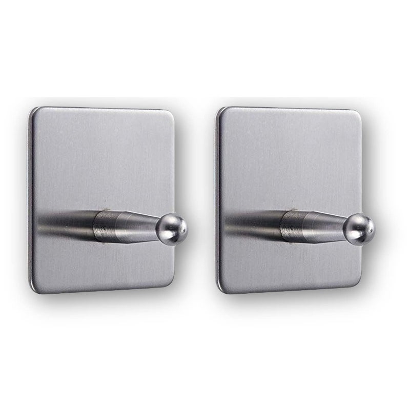 Mockery Mockery Wall Hooks Heavy Duty Metal Wall Hooks for Coat Bathroom Towel Hat Keys Closet Bag Backpack Hanger Farmhouse Adhesive Hooks Heavy Duty Stainless Steel Silver Pack of 2  - Image 1
