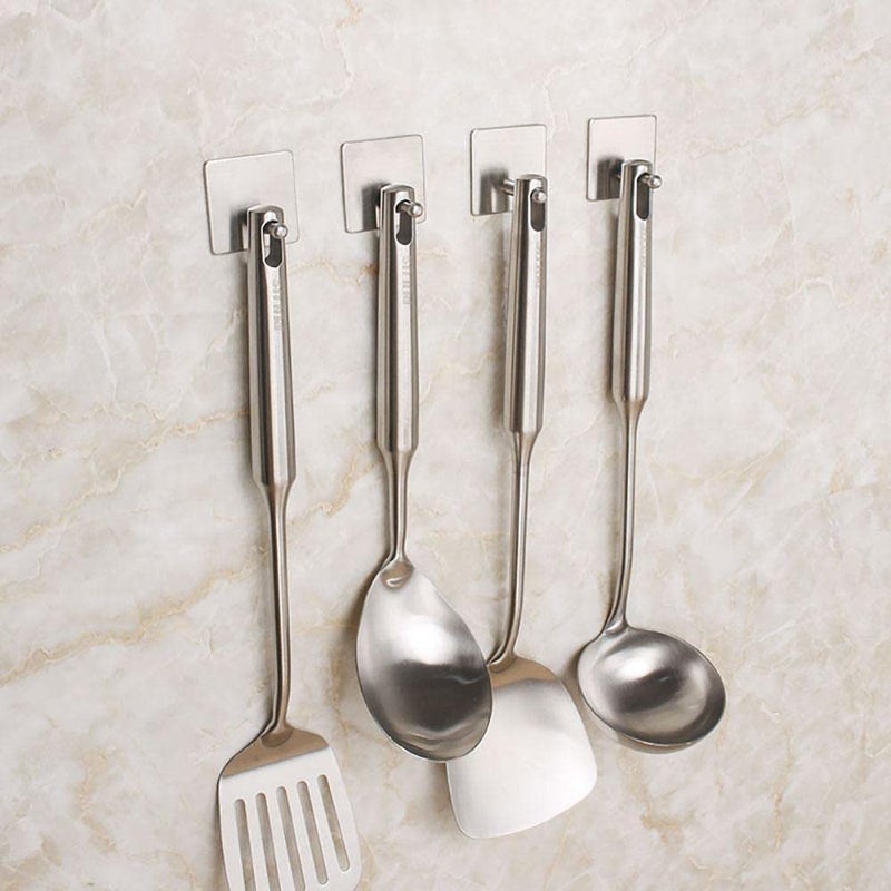 Mockery Mockery Wall Hooks Heavy Duty Metal Wall Hooks for Coat Bathroom Towel Hat Keys Closet Bag Backpack Hanger Farmhouse Adhesive Hooks Heavy Duty Stainless Steel Silver Pack of 2  - Image 4