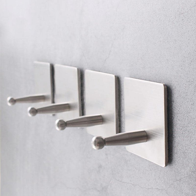 Mockery Mockery Wall Hooks Heavy Duty Metal Wall Hooks for Coat Bathroom Towel Hat Keys Closet Bag Backpack Hanger Farmhouse Adhesive Hooks Heavy Duty Stainless Steel Silver Pack of 2  - Image 3