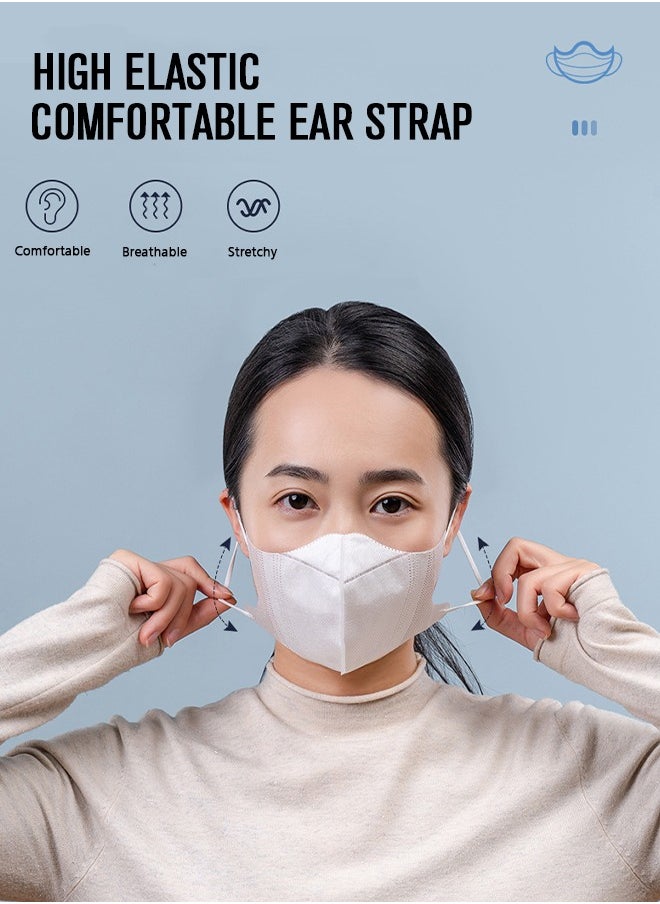 Lemon 20 Pcs White Disposable Face Masks, 3 Layers Masks Individually Wrapped, with Elastic Ear Loop, Breathable and Comfortable Adult Masks - for Office, Outdoor, Daily Use  - Image 3