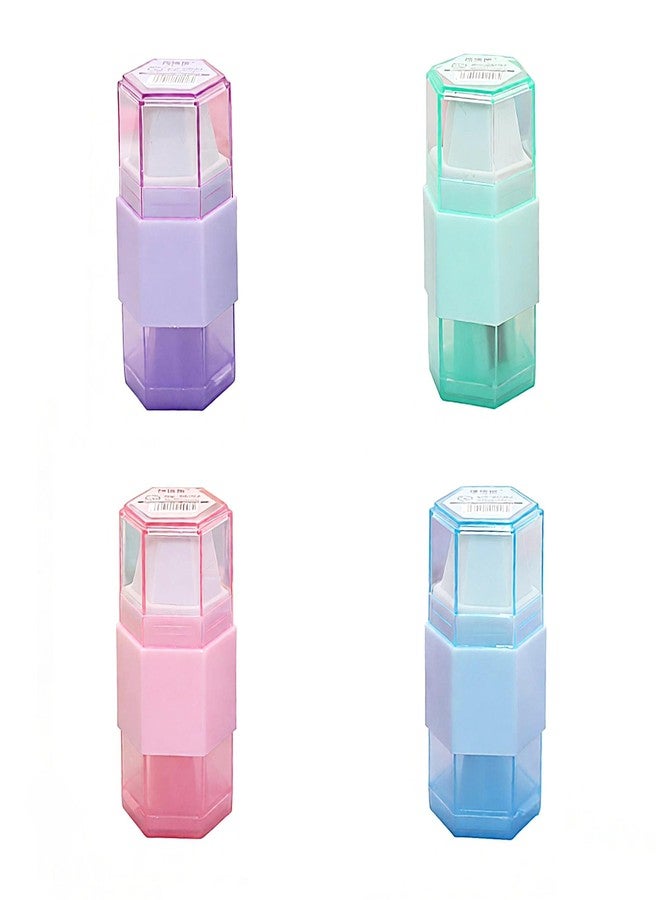 waremew Pencil Sharpener & Eraser,4 Pack Colorful Manual Pencil Sharpener with Eraser,Fun Stationery Back to School Supplies,Classroom Rewards,Birthday Party Favors - Image 1