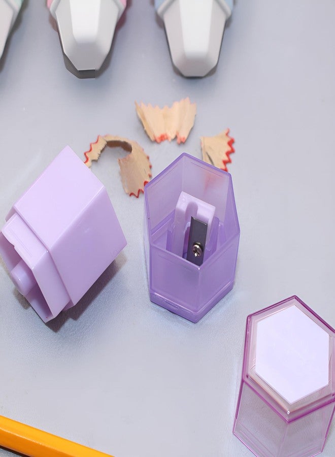 waremew Pencil Sharpener & Eraser,4 Pack Colorful Manual Pencil Sharpener with Eraser,Fun Stationery Back to School Supplies,Classroom Rewards,Birthday Party Favors - Image 3
