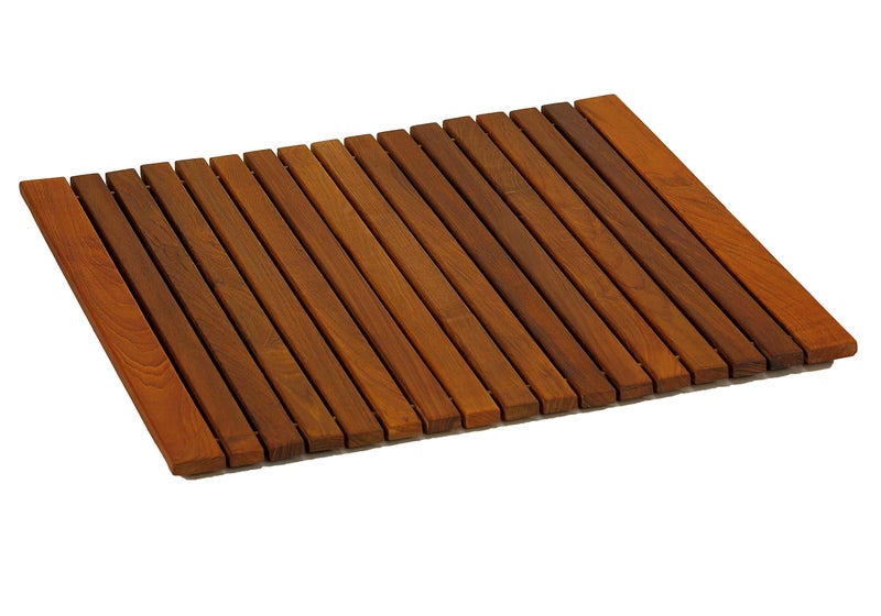 Bare Decor Lykos String Spa Shower Mat in Solid Teak Wood Oiled Finish, Large - Image 1