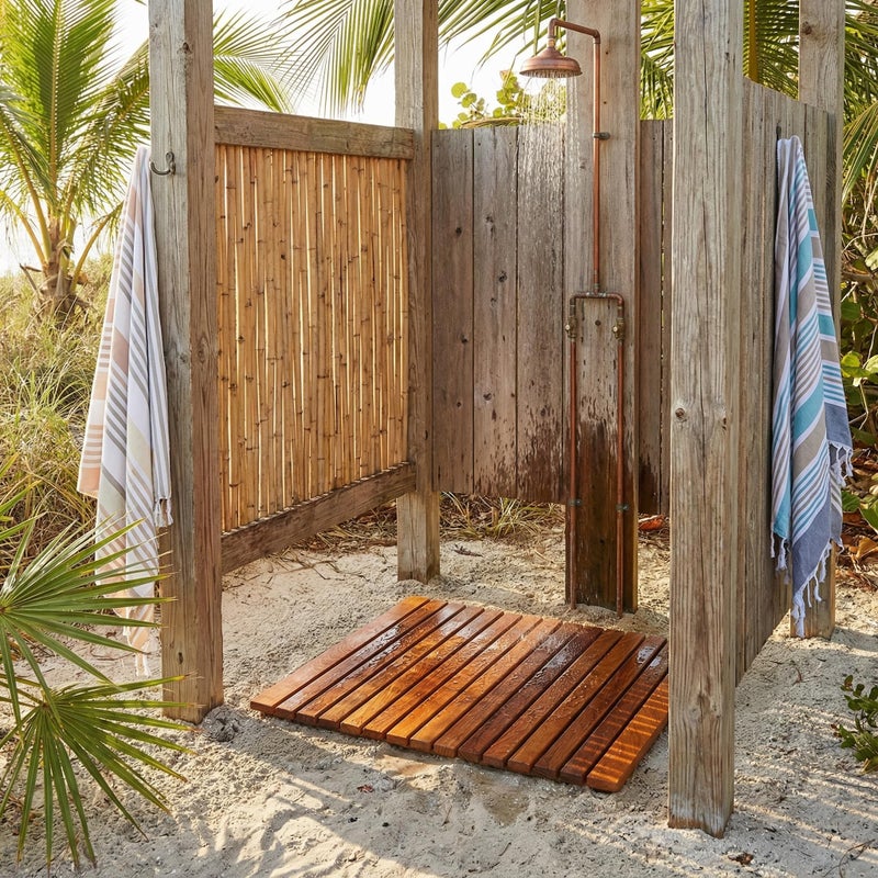 Bare Decor Lykos String Spa Shower Mat in Solid Teak Wood Oiled Finish, Large - Image 4