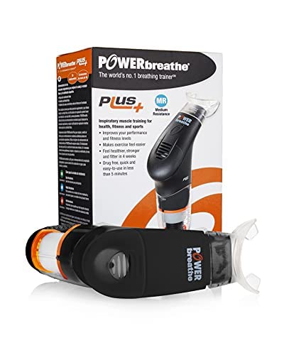 POWERbreathe Breathing Exercise Device Breathing Trainer and Therapy Tool to Strengthen Breathing Muscles and Help Lung Capacity Handheld Inspiratory Muscle Trainer Black Medium Resistance