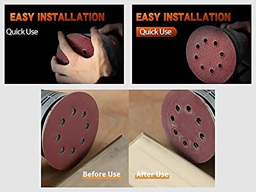 DUMDAAR Round Sandpaper 8-Hole Hook & Loop Sanding Disc 5 inch for Orbital Circular Sander 125mm (P120, 50) - Image 2