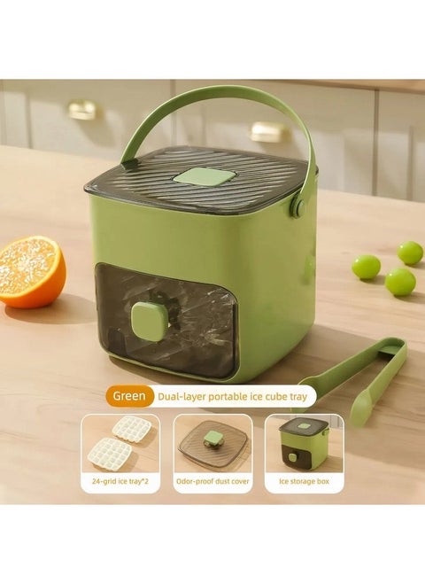 Quick-Freeze Dual-Layer Press Ice cube Tray Easy Press Ice Container Ice Bucket Kits Ice Tong