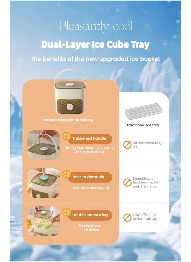 Generic - Quick-Freeze Dual-Layer Press Ice cube Tray Easy Press Ice Container Ice Bucket Kits Ice Tong - Image 1