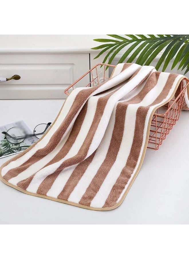 Highly absorbent, quick-drying, eco-friendly woven microfiber towel with a striped design - Image 1